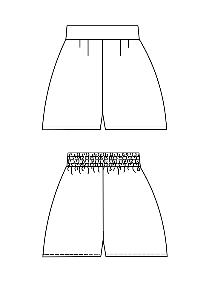 Half Elastic Waist Shorts Sewing Pattern