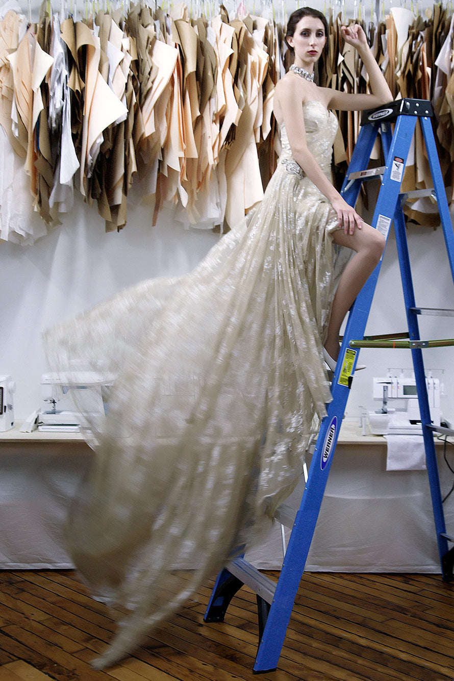 Custom dress design on a model