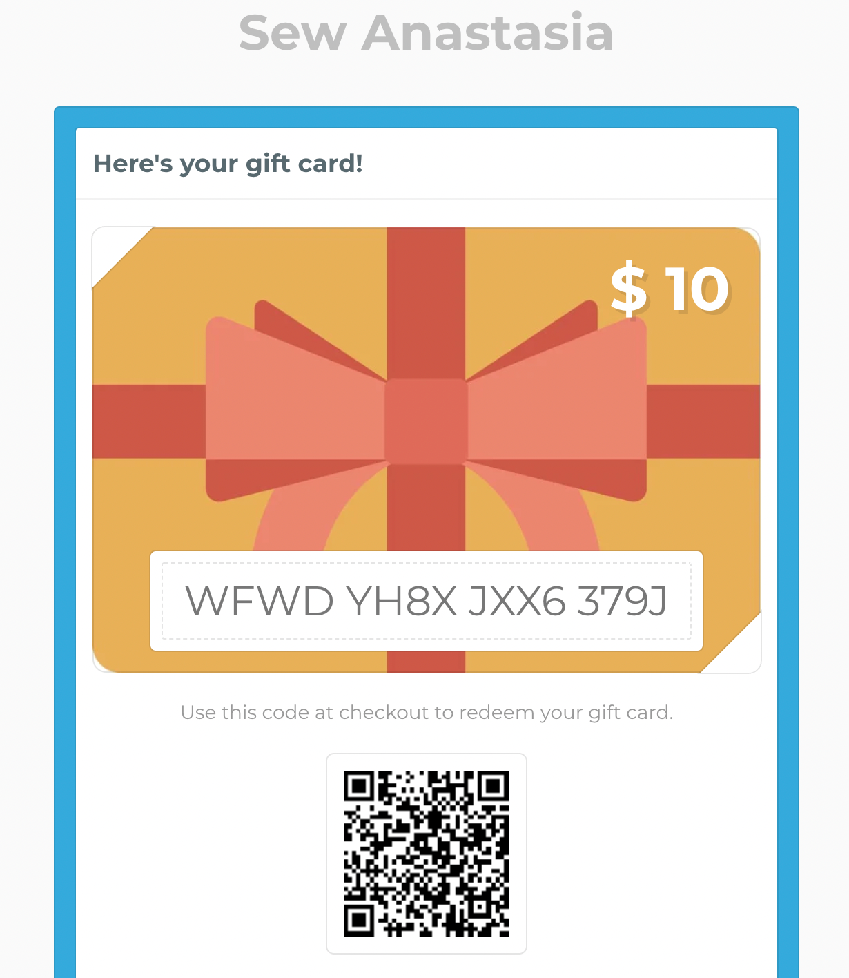 Sewing Class Gift Cards