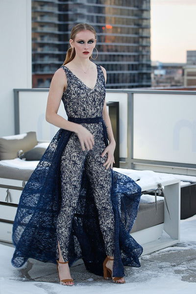 jumpsuit evening dress with detachable skirt Elegant bridal jumpsuit with detachable skirt  ALBINA DYLA