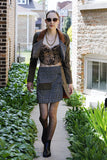 Upcycled fringe blazer with matching skirt