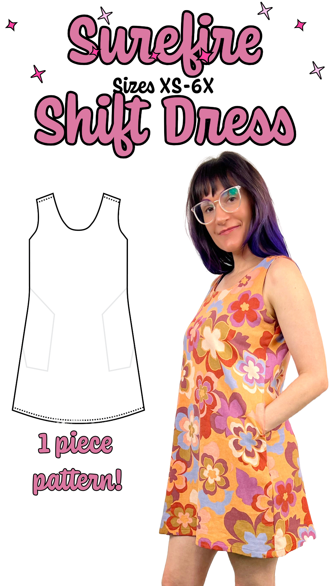 one size fits all dress pattern Surefire One Piece Shift Dress PDF Sewing Pattern Sew Anastasia