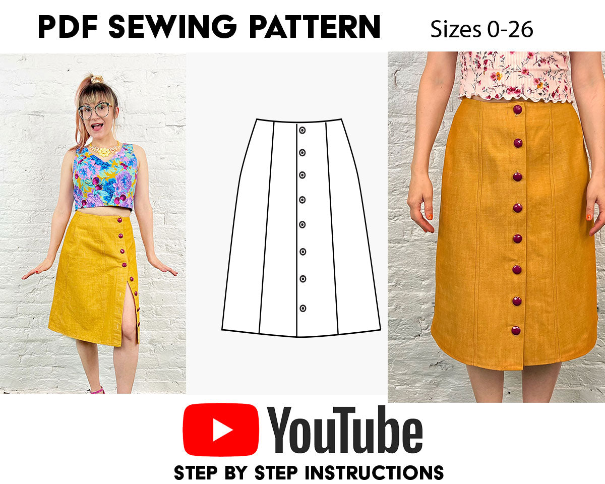 Button up skirt PDF Sewing Pattern – Sew Anastasia