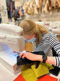 lady sewing a tote bag at sew anastasia