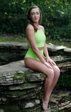 High-Waisted Two Piece Neon Green Swimsuit Top