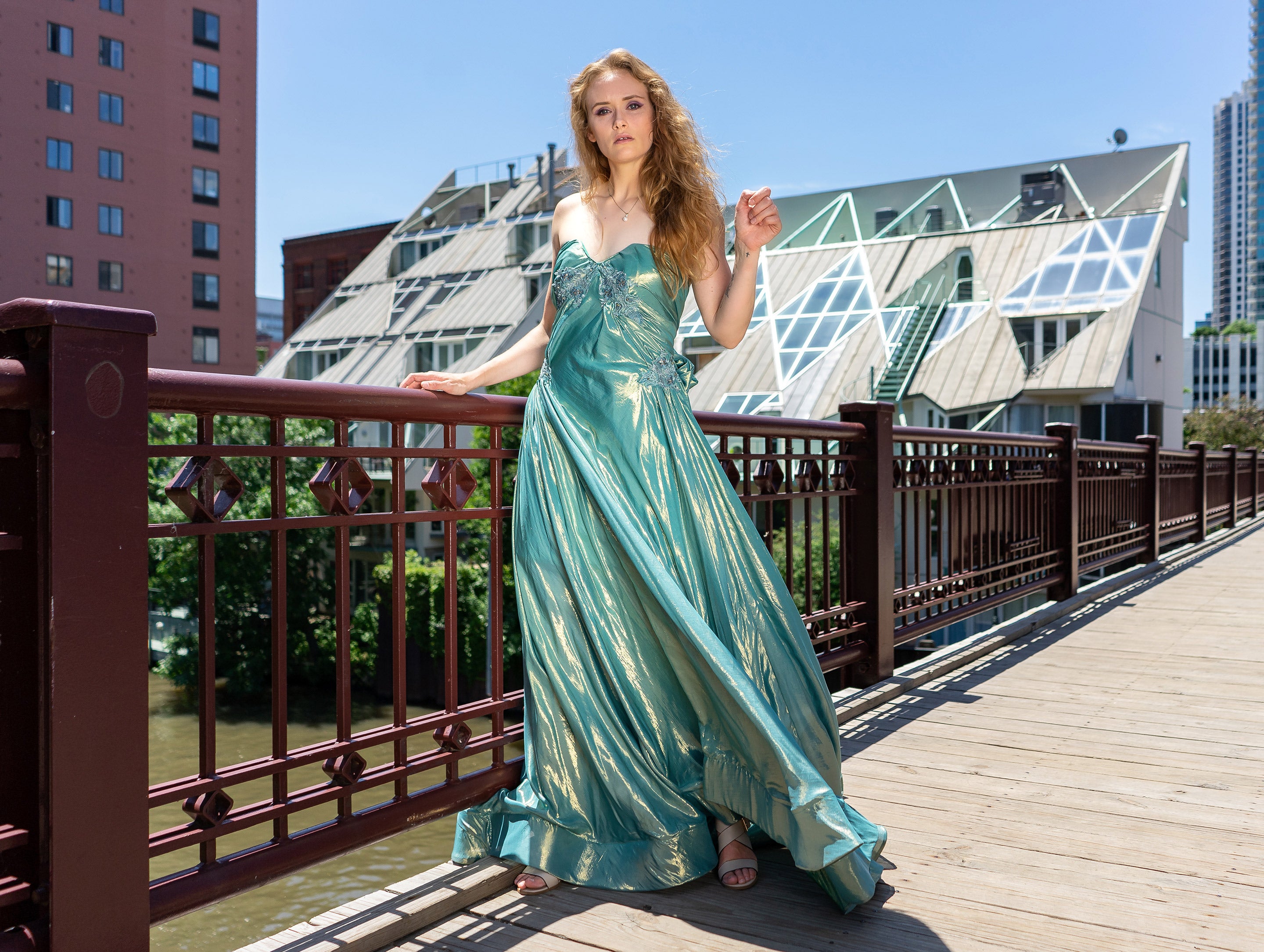 Iridescent Gathered Satin Gown Iridescent Gathered Satin Gown
