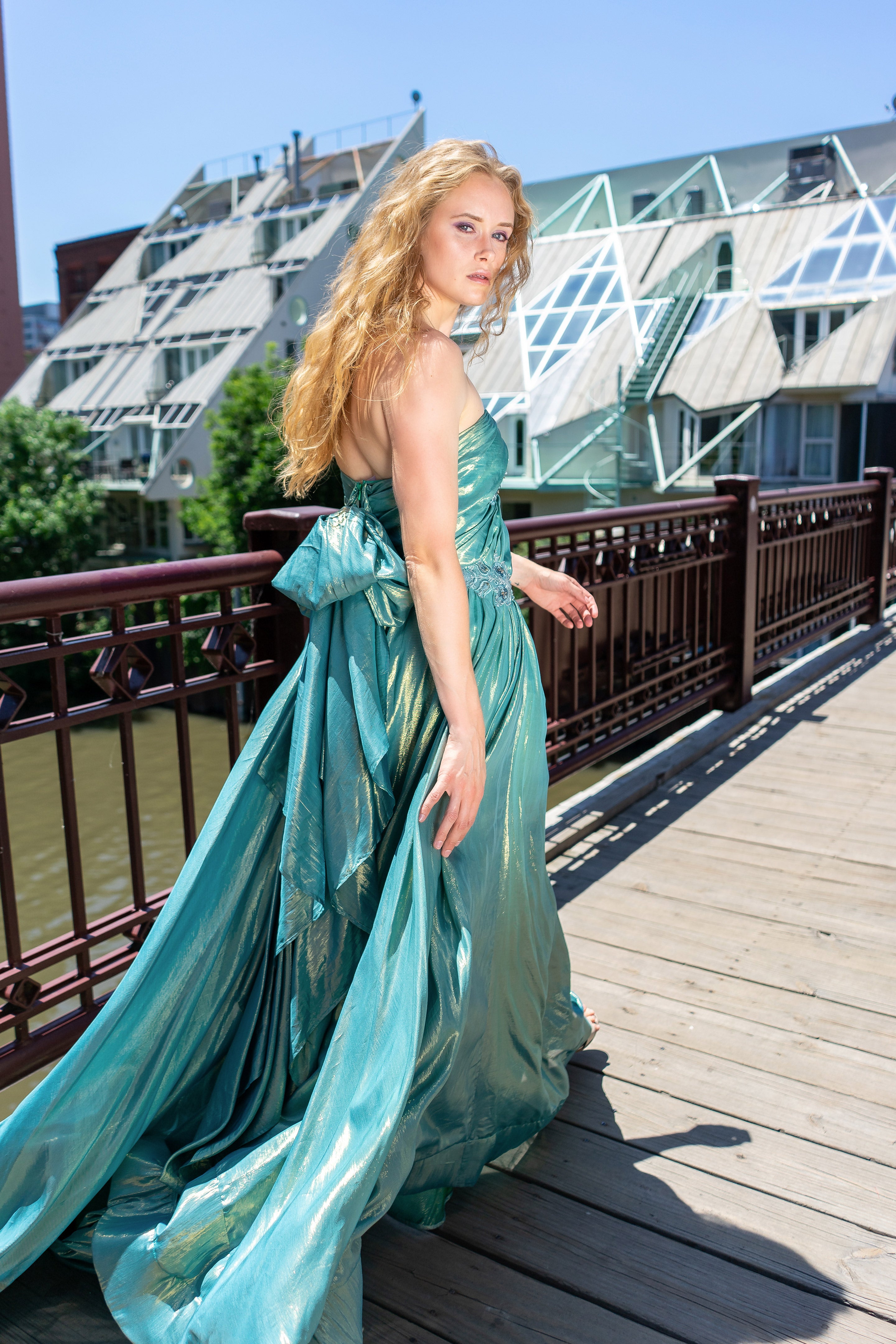 Iridescent Gathered Satin Gown Iridescent Gathered Satin Gown