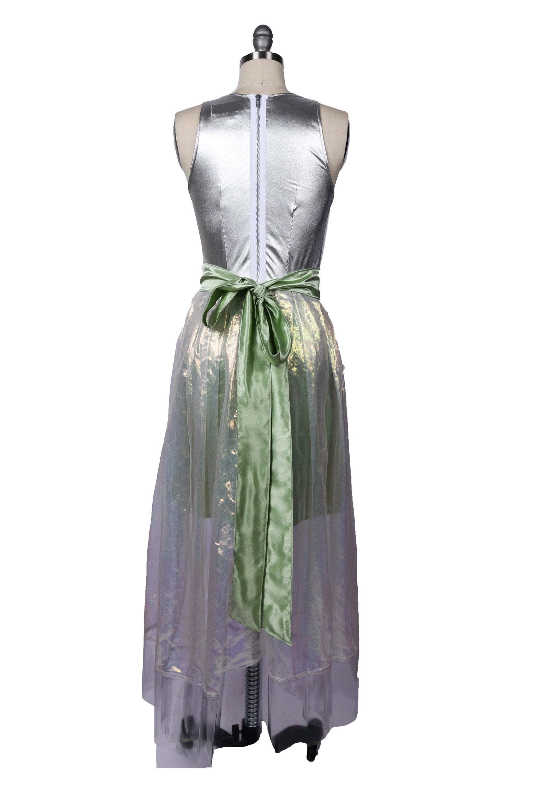 Silver and Iridescent Green Cocktail Dress