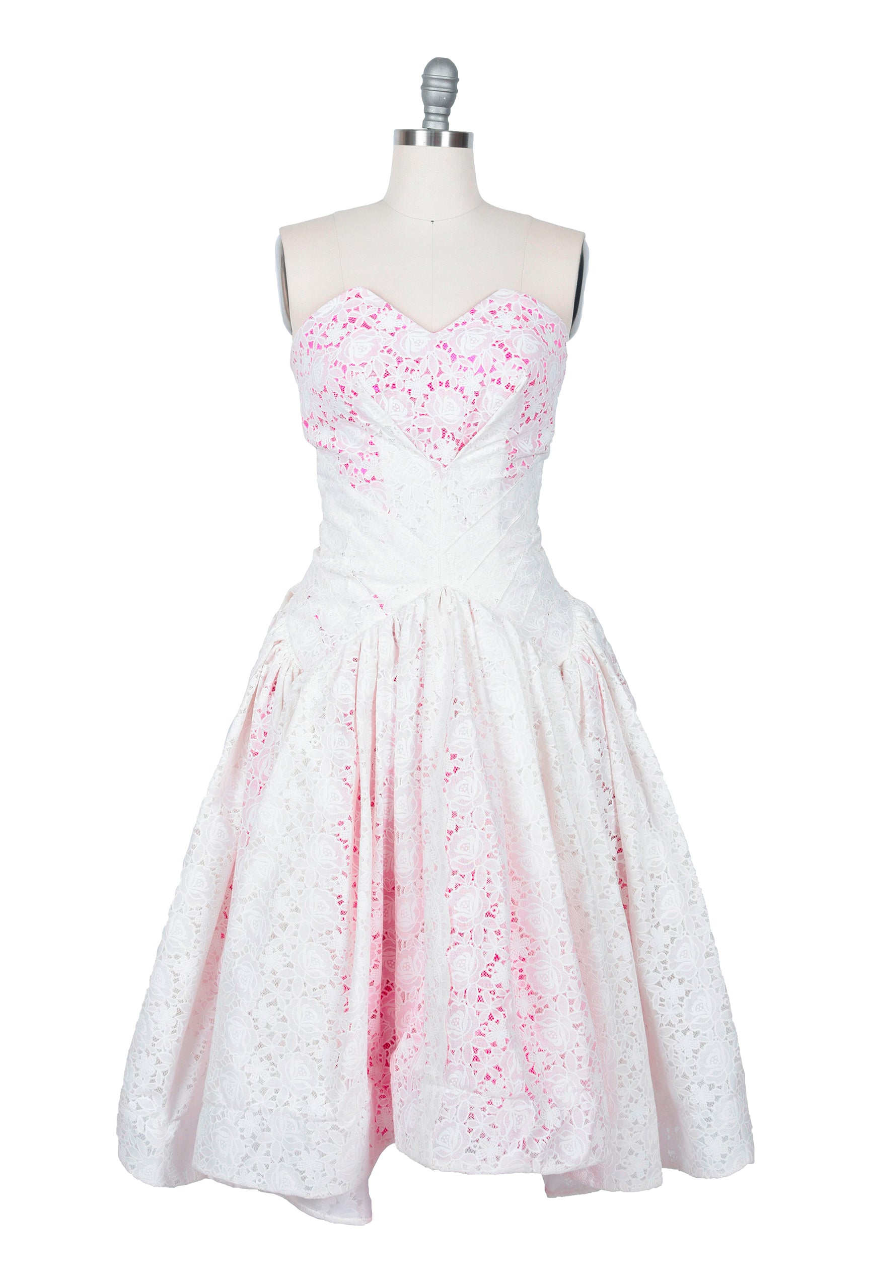 Anastasia White Lace Dress with Hot Pink Stain