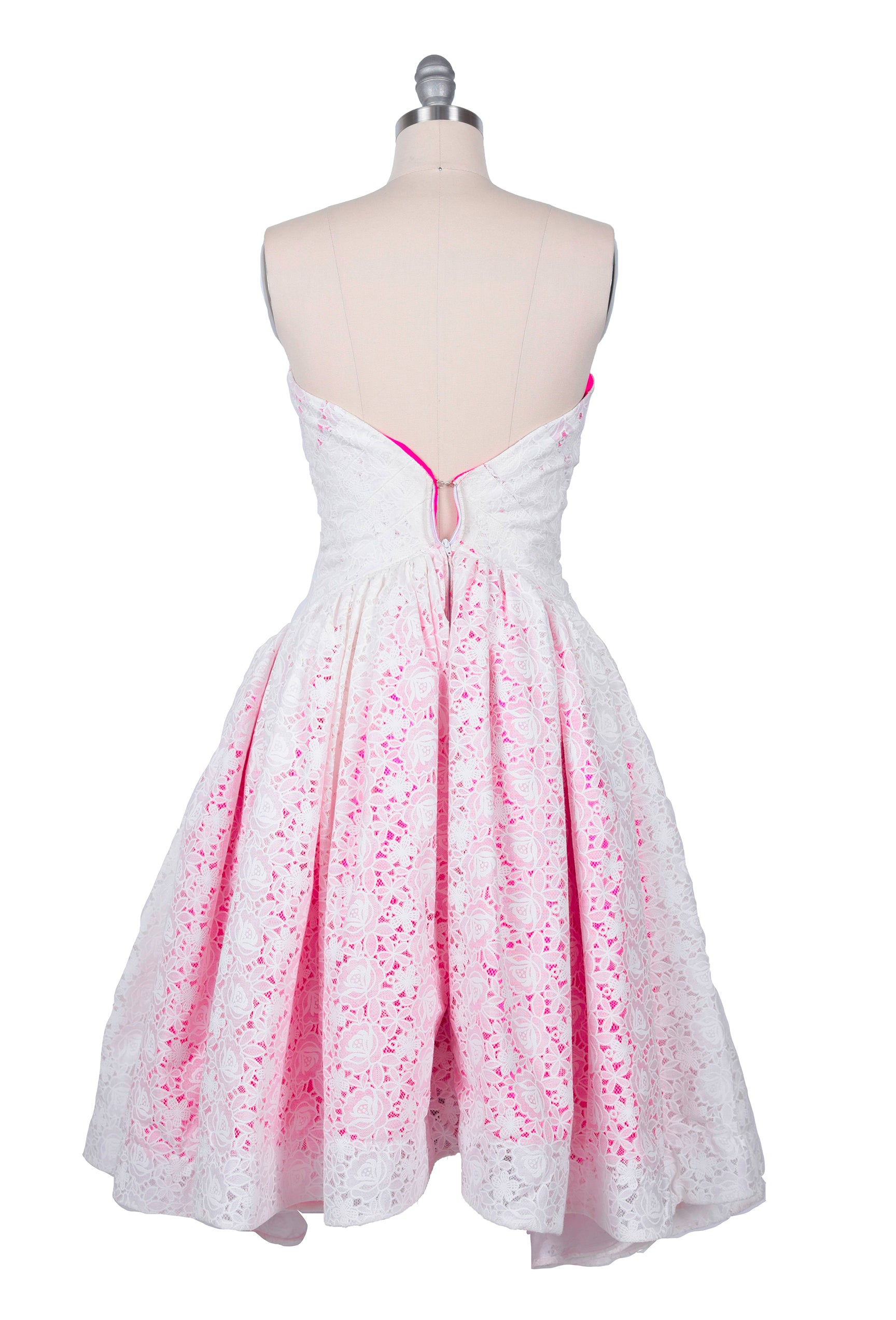 White Lace Dress With Hot Pink Stain Sew Anastasia White Lace Dress With Hot Pink Stain Sew Anastasia