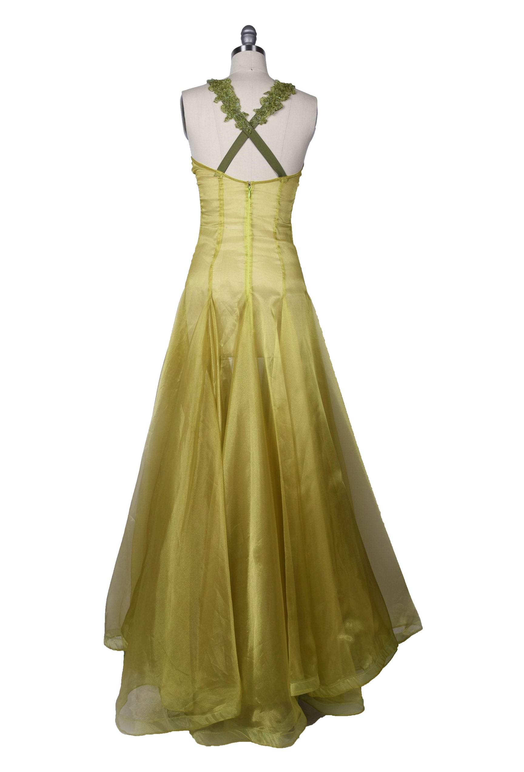 chartreuse prom dress Chartreuse Sheer Gown – Sew Anastasia