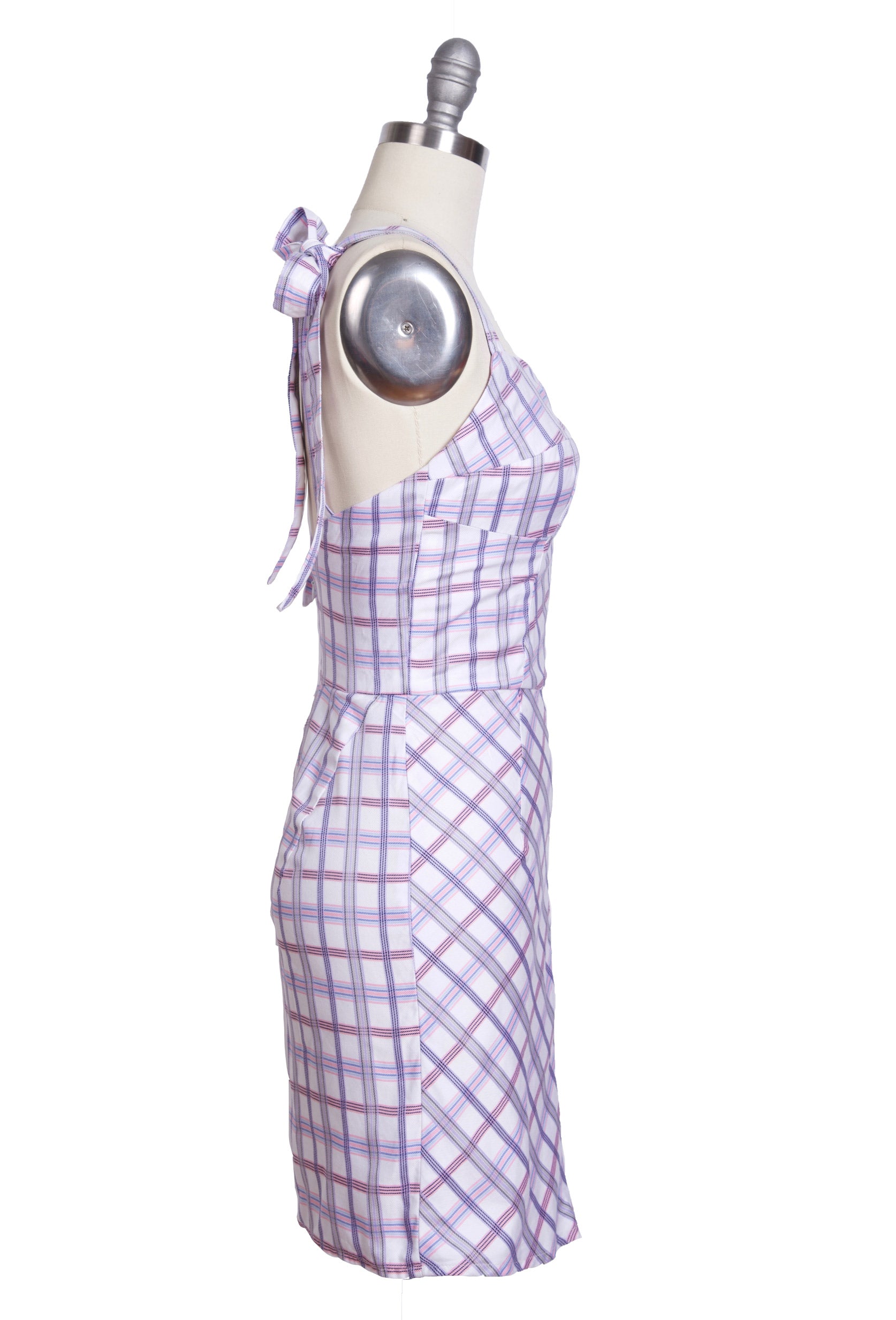 purple and white plaid dress Pastel Purple and White Buffalo Plaid Pattern A-Line Dress