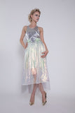 Silver and Iridescent Green Cocktail Dress