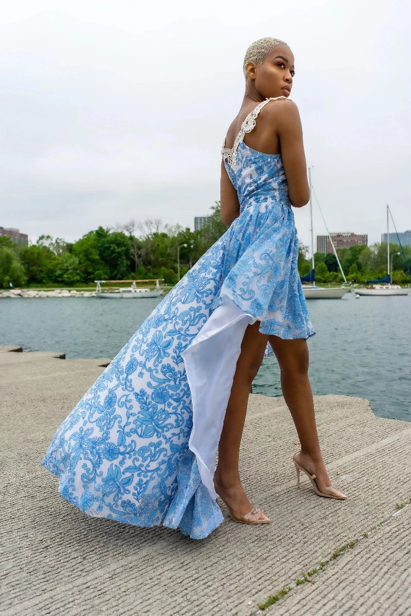 High low top skirt blue
