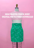 High Waisted Pencil Skirt PDF Digital Pattern