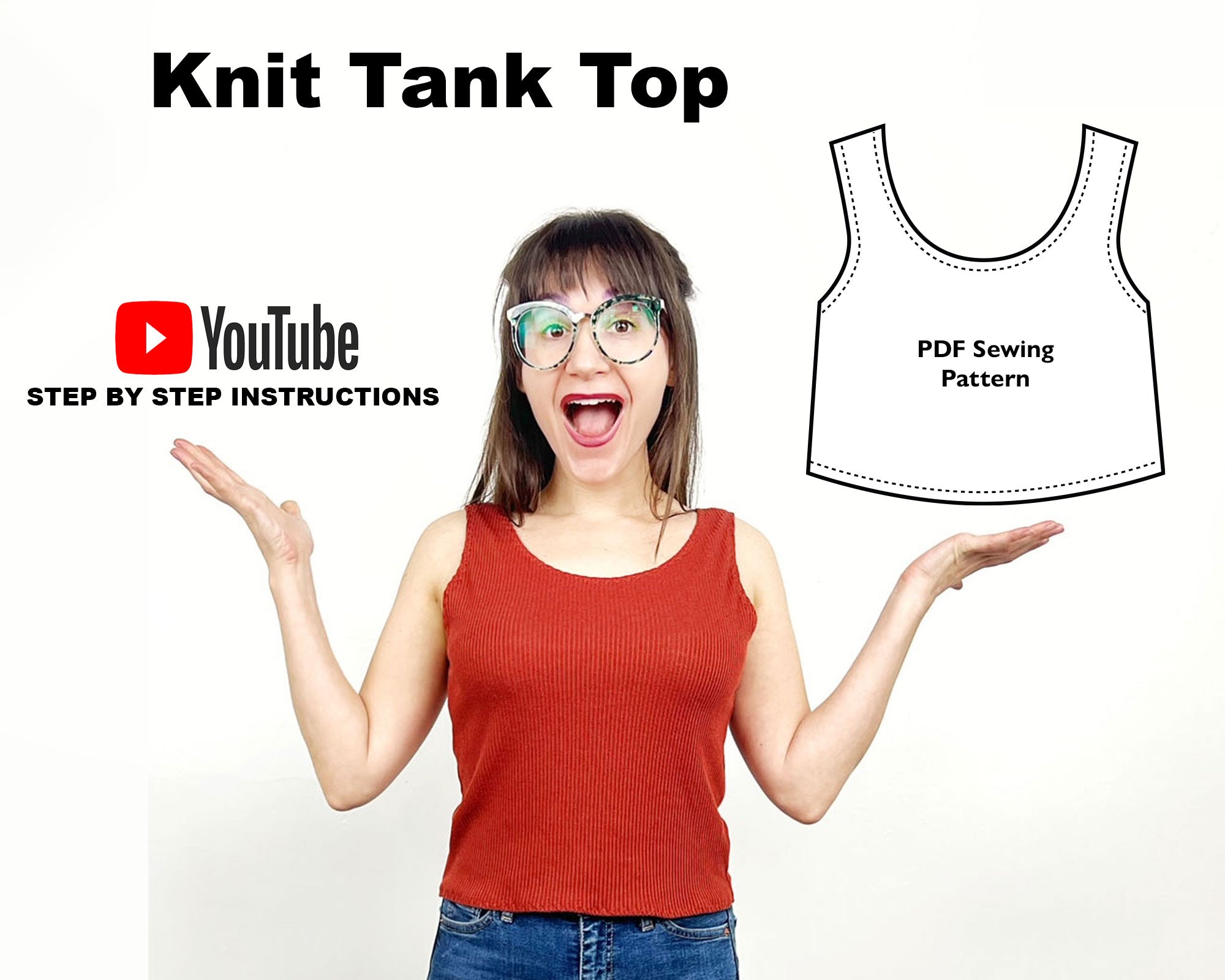 Knit Tank Top Sewing Pattern PDF Digital Download