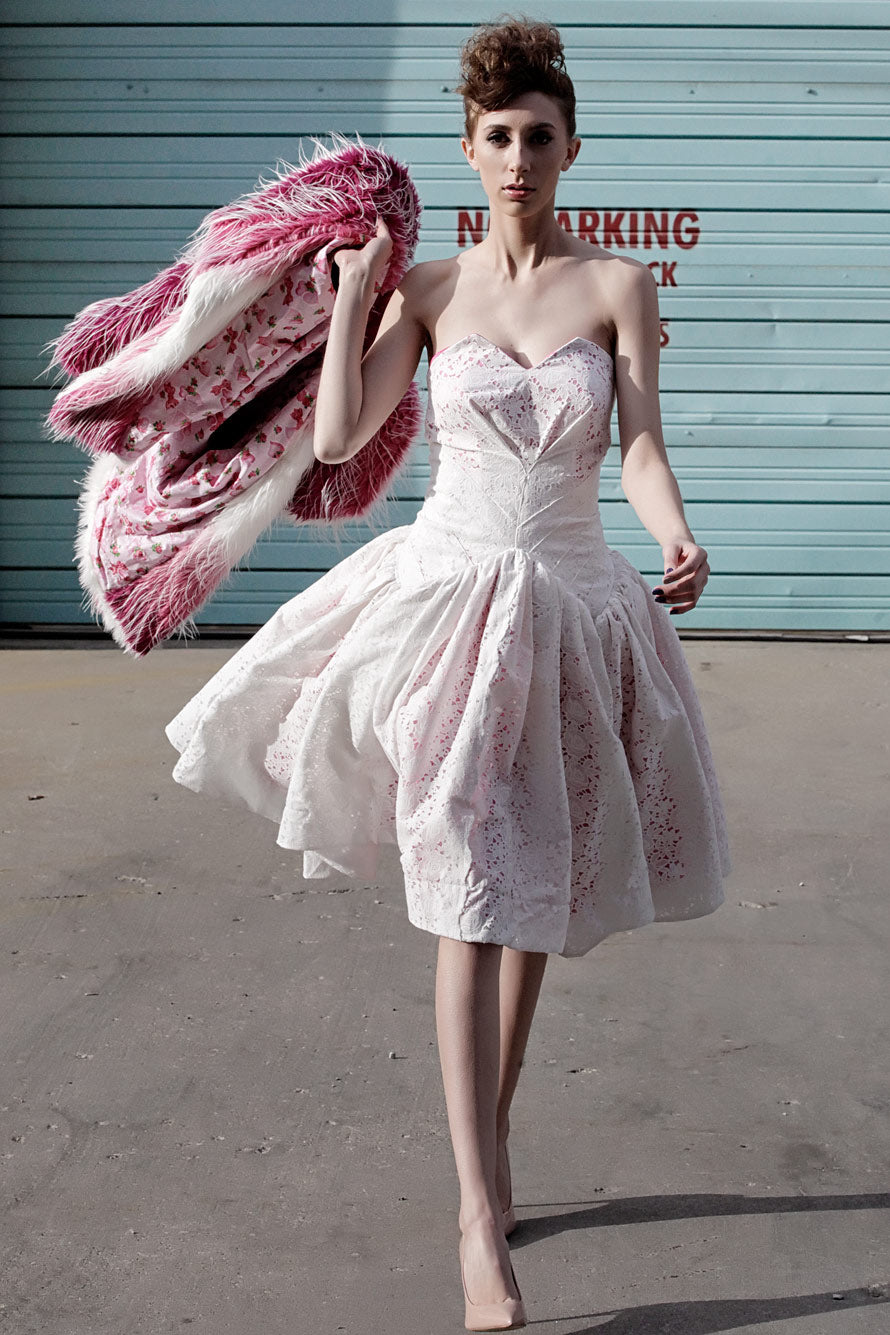 White Lace Dress With Hot Pink Stain Sew Anastasia White Lace Dress With Hot Pink Stain Sew Anastasia